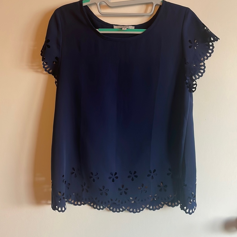 Floral Eyelet Papaya blouse S